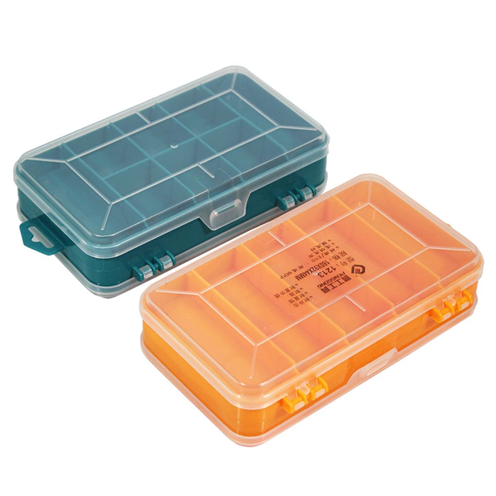 Double-Side Hardware Organizer Box Transparent Plastic Rectangle Box Case Compartment for Nuts Bolts Screws Nails Small Hardware