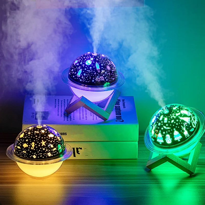 Humidificateur automatique planète avec lumière, diffuseur d'arôme domestique, veilleuse, 250Ml