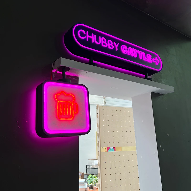Customized Stainless Steel Neon Outdoor Advertising Neon Side Sign Advertising Logo