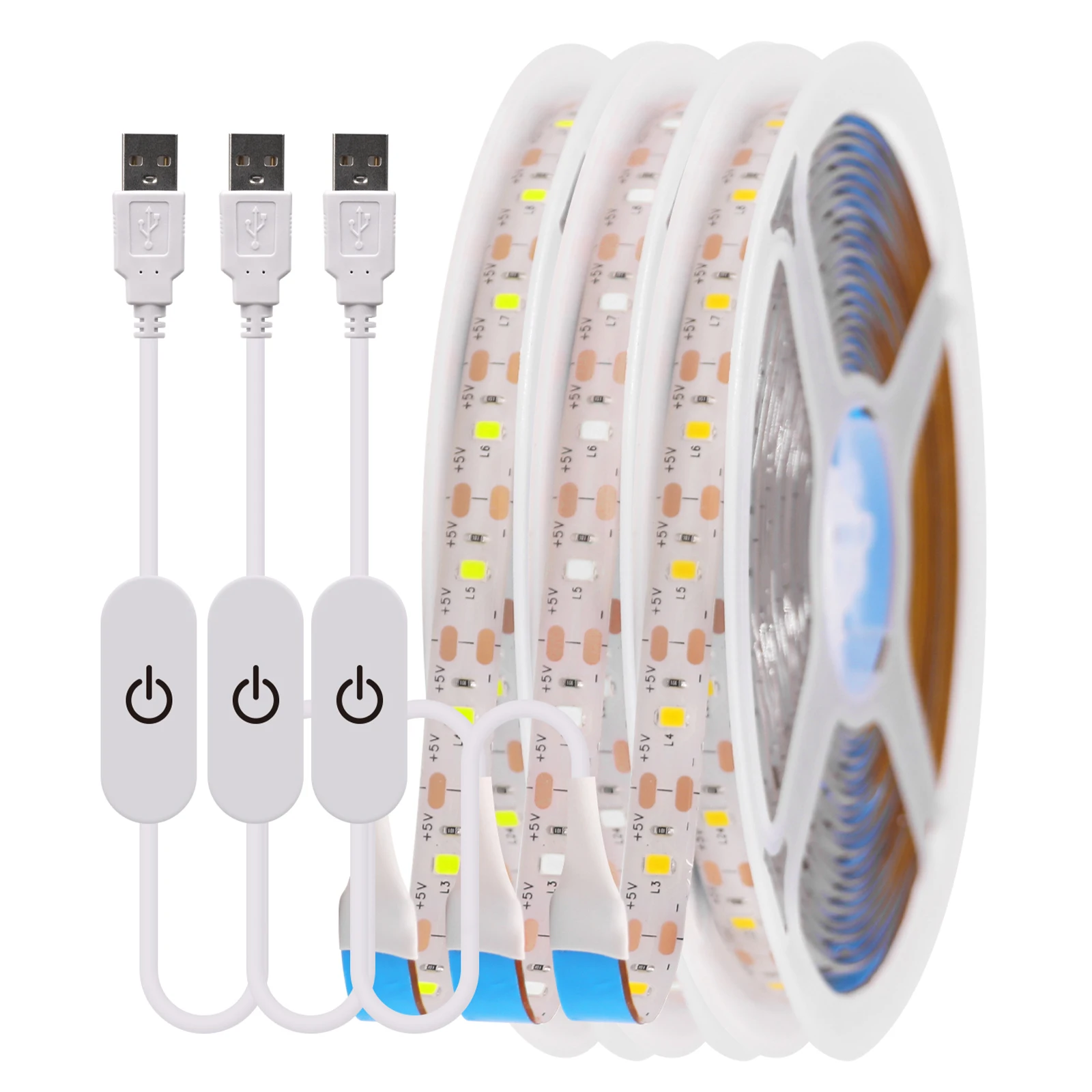 SMD 2835 LED Strip Lights 5V USB Powered Touch Dimmable Warm White 60LEDs/m Flexible LED Tape for TV Backlight Home Decoration