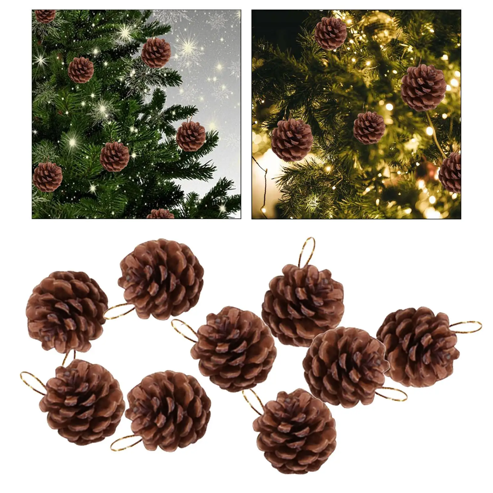 

9x Christmas Pine Cones Pendant Dried Pine Cones Mini Xmas Hanging Ornament for