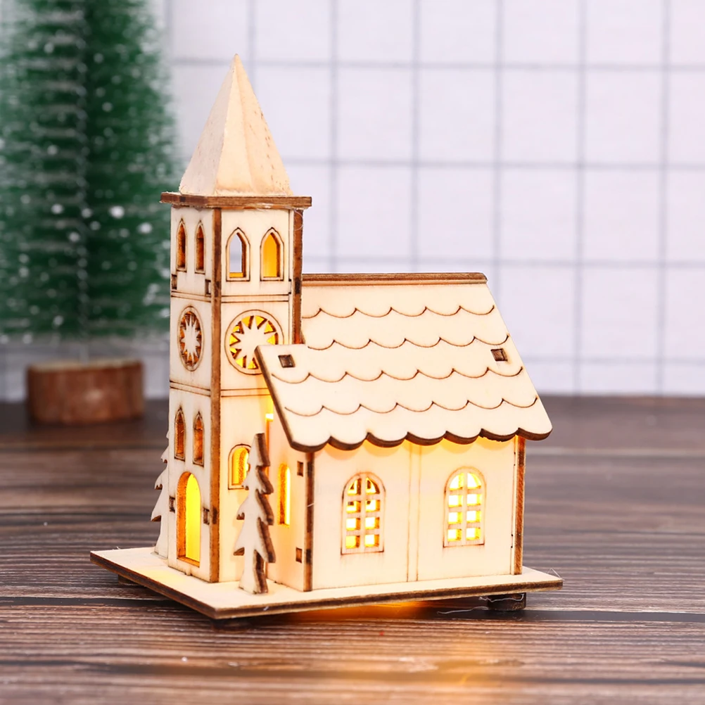 

Christmas LED Light House Luminous Wooden Cabin Ornament Snow Scene Village Christmas Decoration For Home New Year Kids Gifts