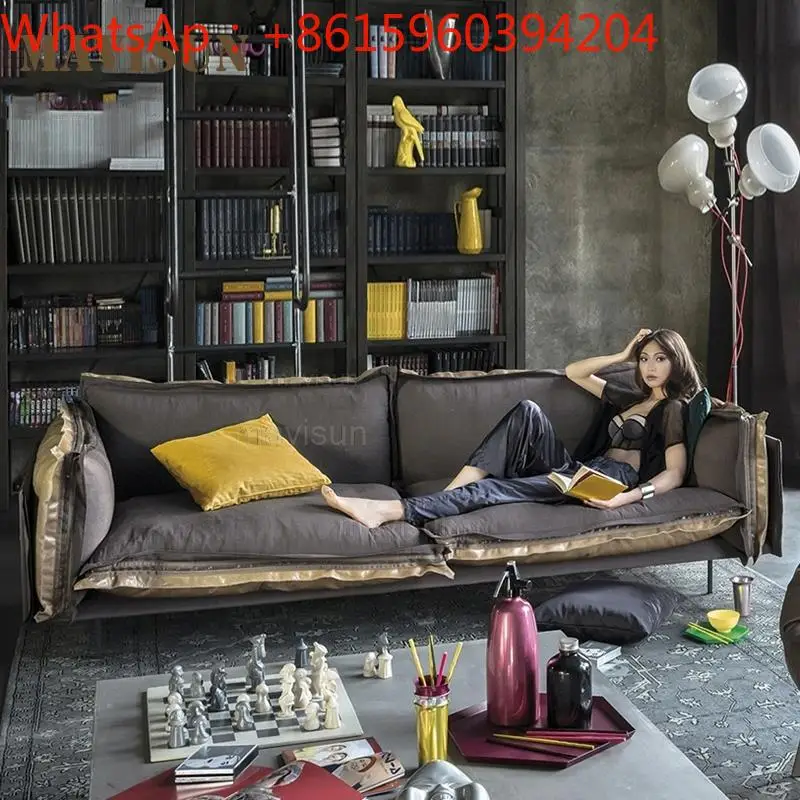 

New Light Luxury Modern Leather Sofa Sofa Simple Aparetment Double Armrest Sofa Furniture For Living Room Down Sponge Couch