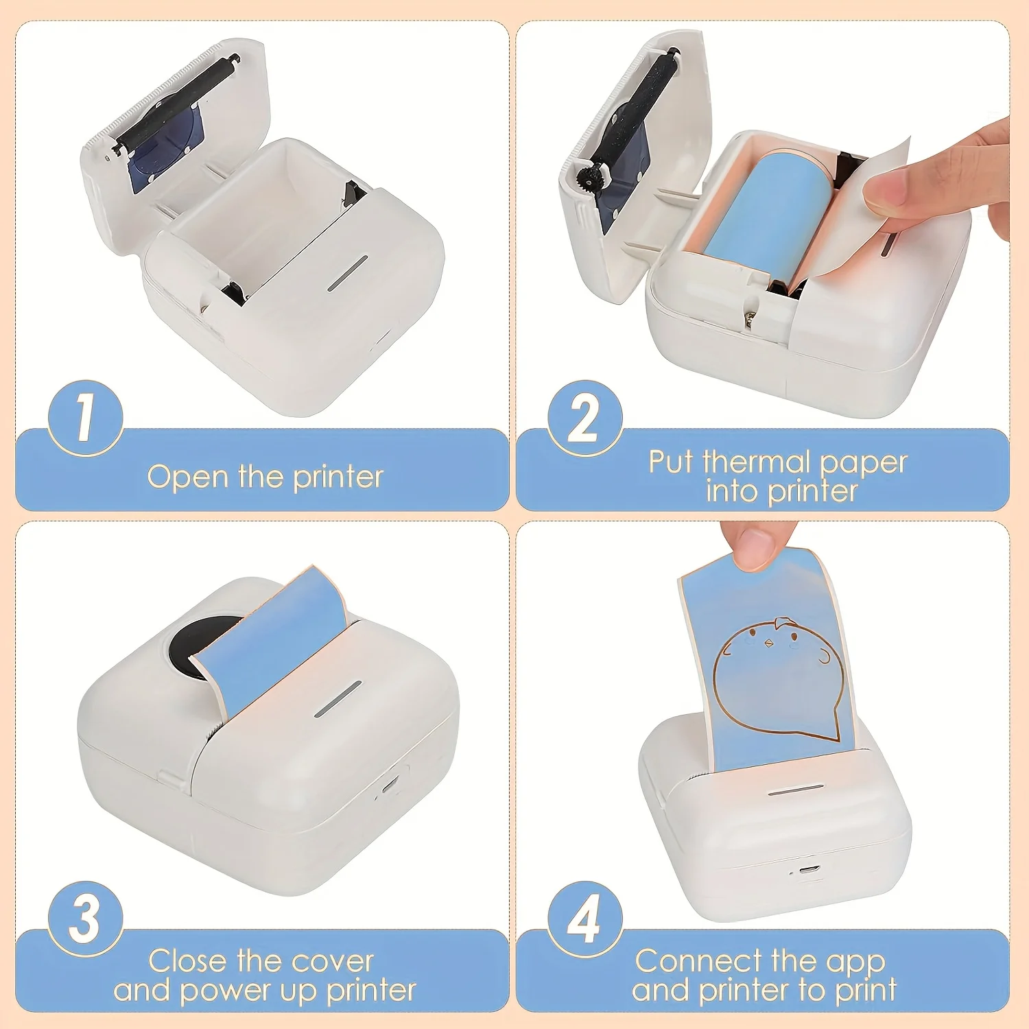 Mini Thermal Color White Self-Adhesive Thermal Paper Roll for Most Mini Printers Photos Lists Study Notes Instant Print Refill