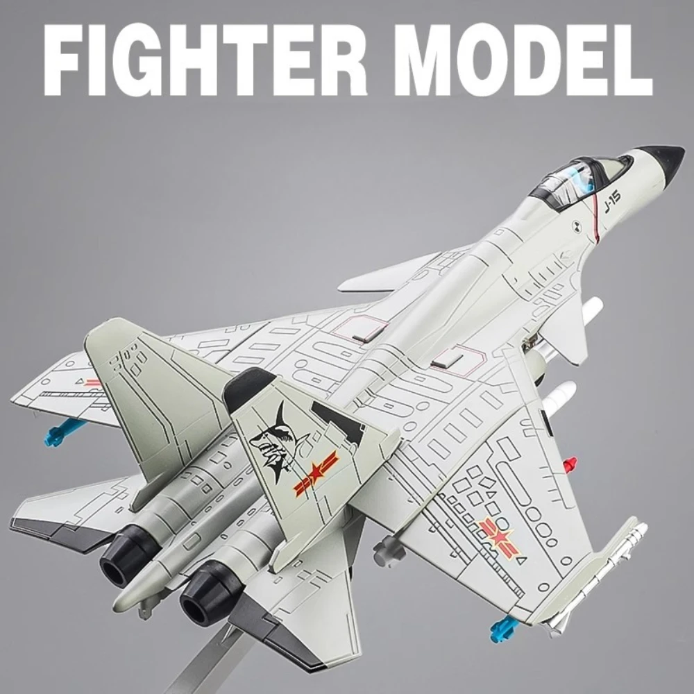 

1:89 J-15 Fighter Military Model Toy Car Alloy Diecast Acousto Optic Pull Back Simulation Airplane Models Kids Toys Collection