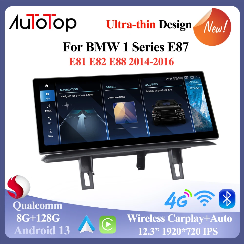 Autotop Carplay Android 13 8G+128G Car DVD Multimedia For BMW 1 Series E87 E81 E82 E88  12.3