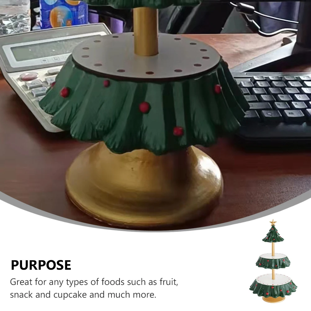 Soporte para magdalenas de Navidad, torre de exhibición de postres de hierro de resina de dos capas, torre de exhibición de frutas de Navidad, suministros para fiesta de Navidad