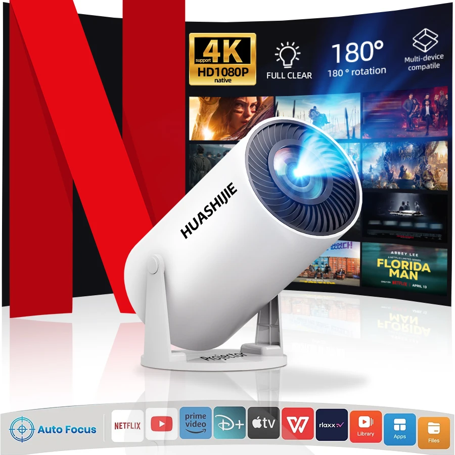 

Смарт-проектор Android HD 1080P с Wi-Fi, поддержкой 4K, встроенными динамиками для домашнего кинотеатра, подарок на Рождество и День святого Валентина