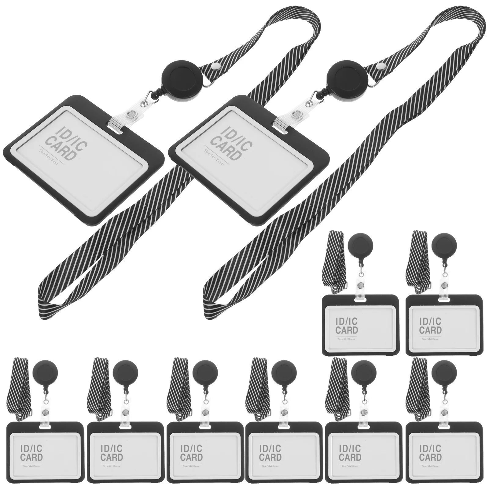 

10 Sets Easy-pull Button Badge Card Sleeves Clear Holder with Lanyard Protector Lanyards Id Plastic for School