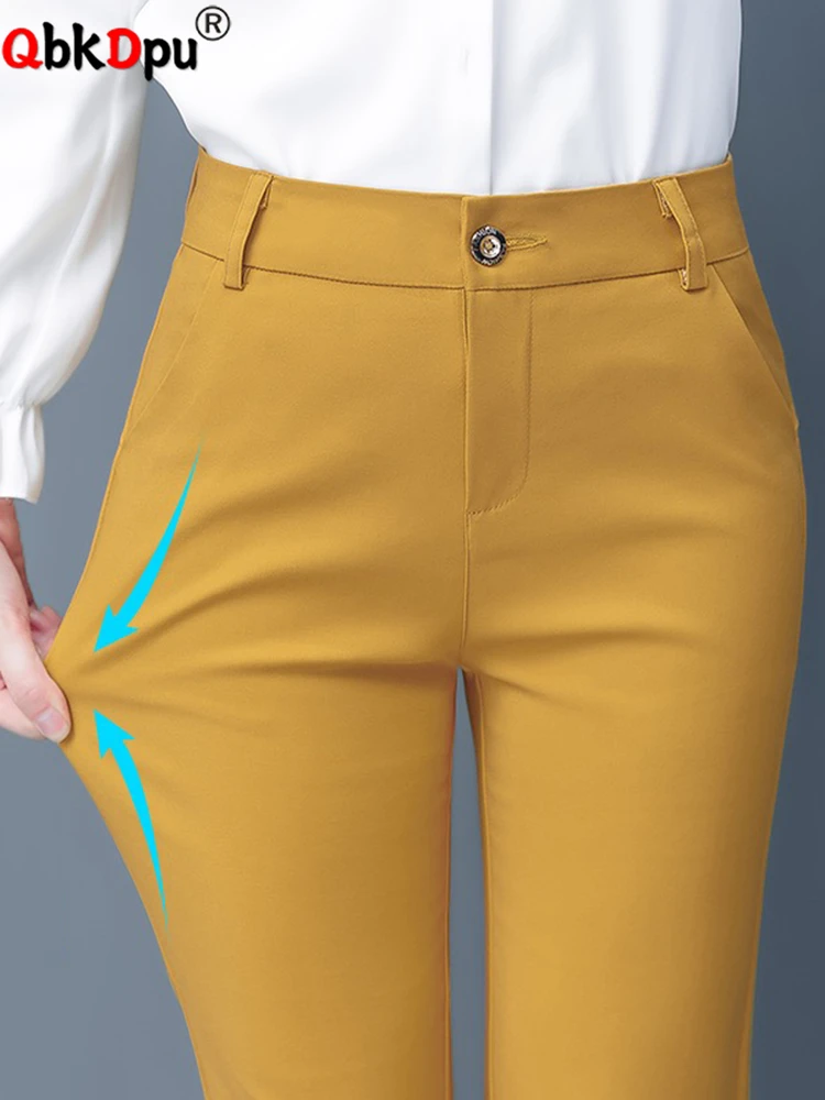 Slim Skinny High Waist Elastic Pencil Pants Overiszed 75kg Women Ankle-length Trousers Casual Spring 2024 Office Formal Pantalon