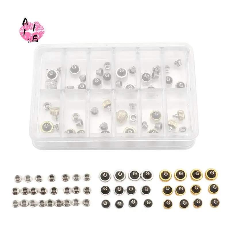 A11E-40PCS Watch Crowns Watch Waterproof Replacement Assorted Repair Tools With Box