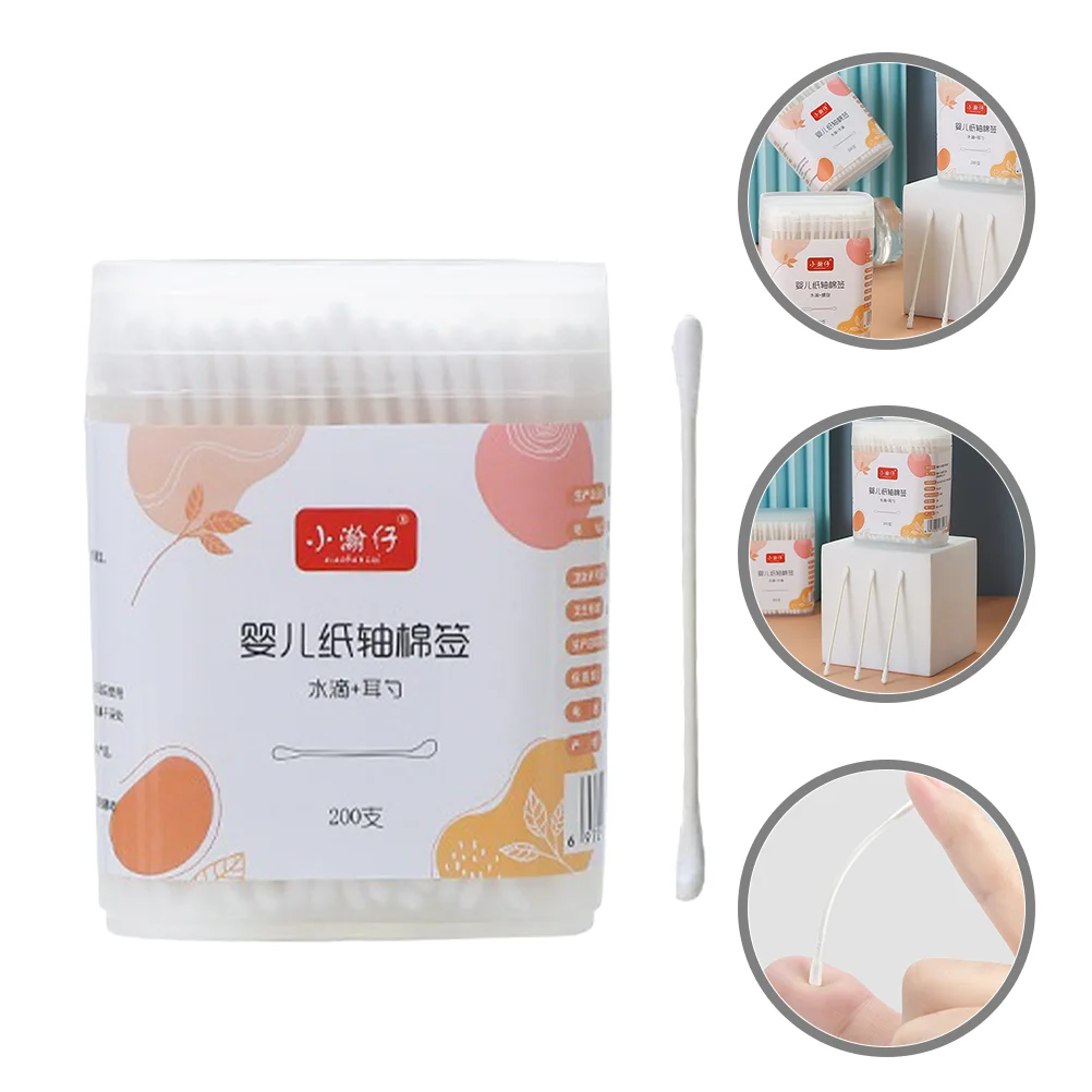 

200 Pcs Cotton Swab Double-ended Ear Cleaning Head Safe Swabs Makeup Absorbent Wax Hygiene Practical