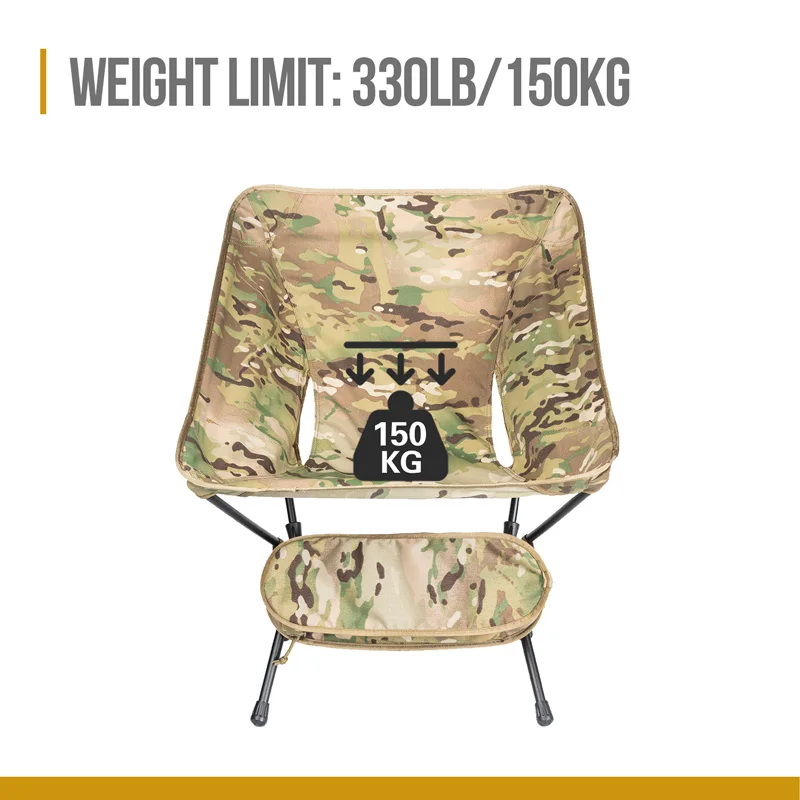 OneTigris Portable Camping Chairs Multicam Foldable Outdoor Chair For Camping Trekking Fishing BBQ Parties Gardening Indoor Use