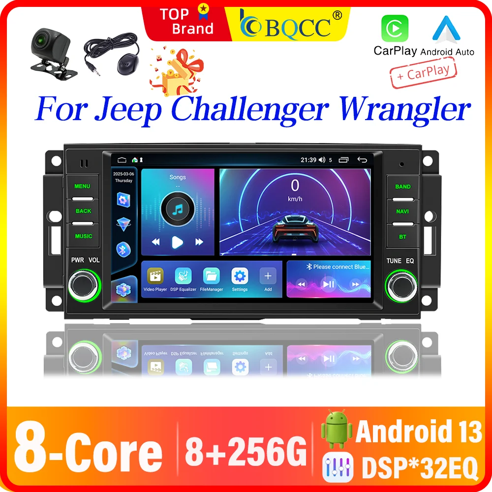 

BQCC 8 Core 7'' Car Radio For Jeep Wrangler Dodge Chrysler Wireless CarPlay Android Auto WIFI GPS RDS Multimedia Car Audio