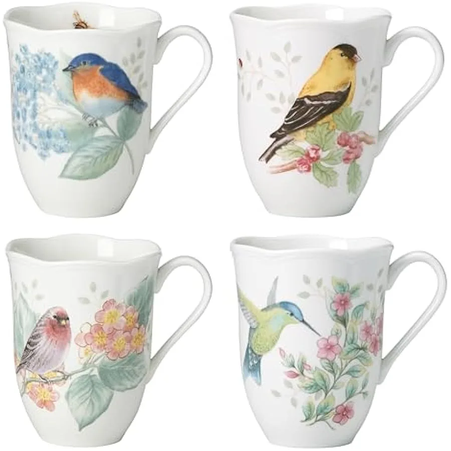

Lenox Butterfly Meadow Flutter Porcelain Mugs Set of 4 Multicolor