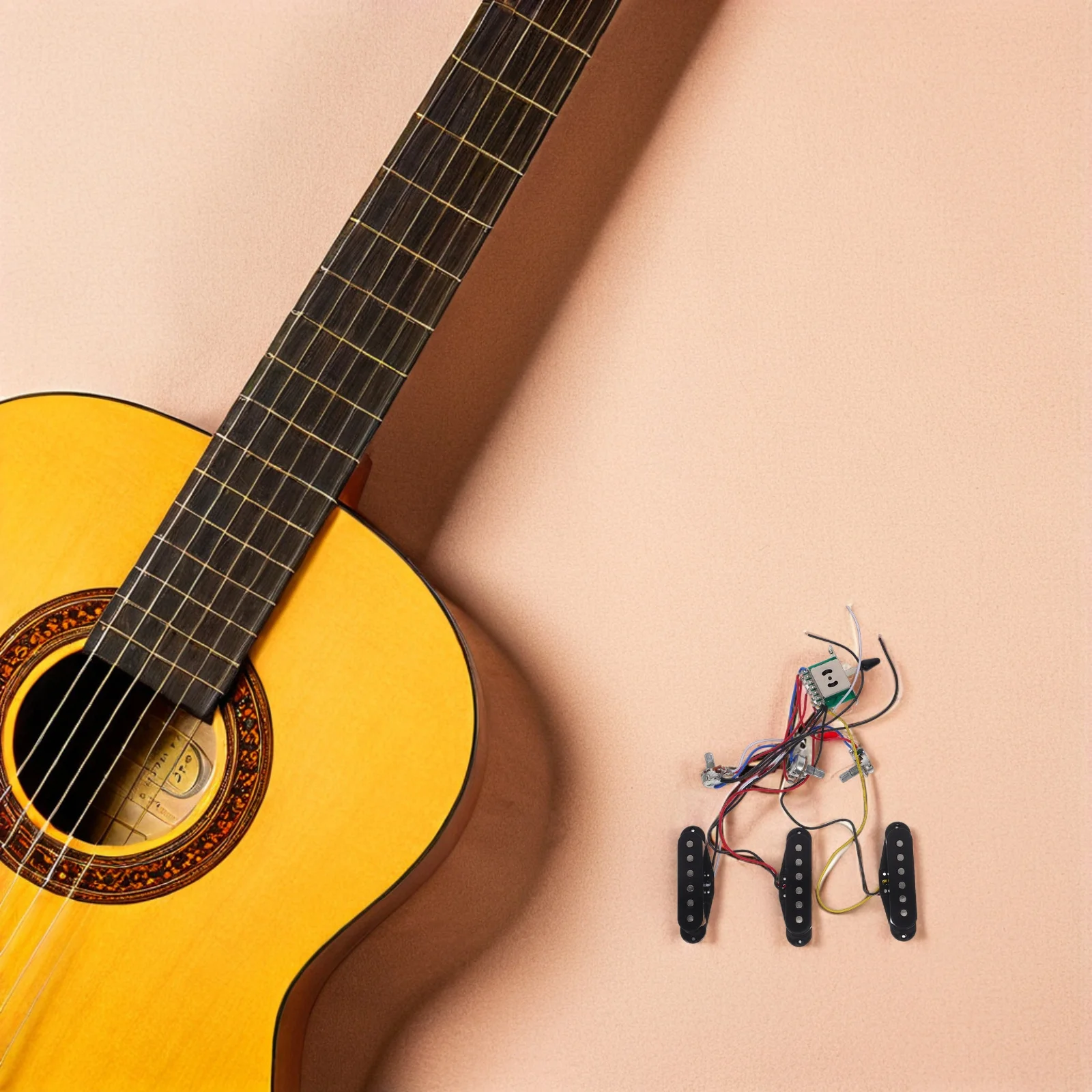 

Electric Guitar Single Coil Plastic Bobbin Neck Pickup Accessories 500k Potentiometer Enhanced Tone Guitar Electronics Wiring