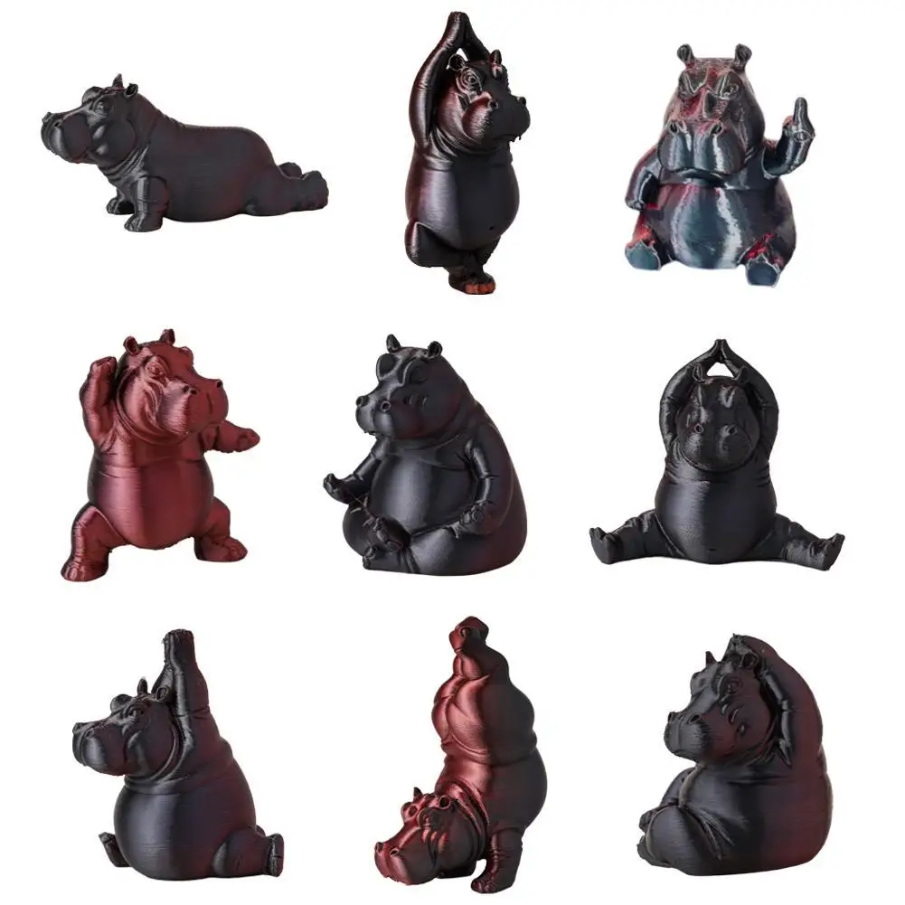 Klumpenförmiger Yoga-Meister Nilpferd, Lustige Harzfigur Nilpferd Yoga-Statue Meditations-Nilpferd Skulptur Geschenk Schreibtisch-Deko