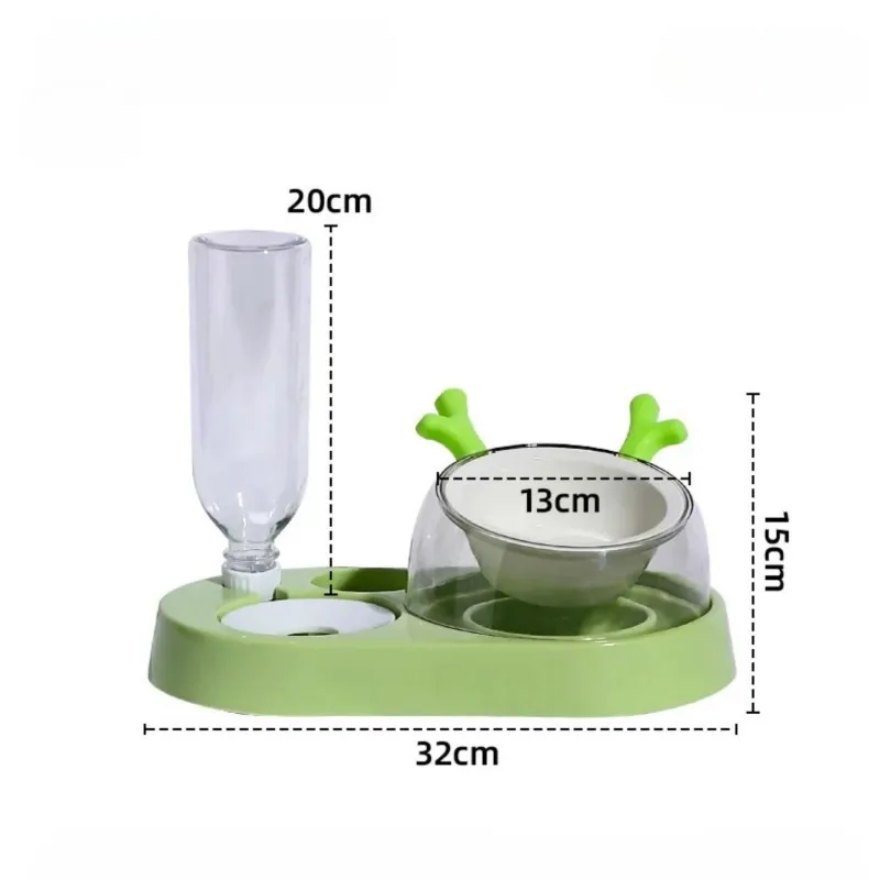 Pet Cat Bowl Automatic Feeder Water Dispenser Dog Cat Food Bowl with Drinking Raised Stand Double Dish Bowls Feeder Cat Supplies