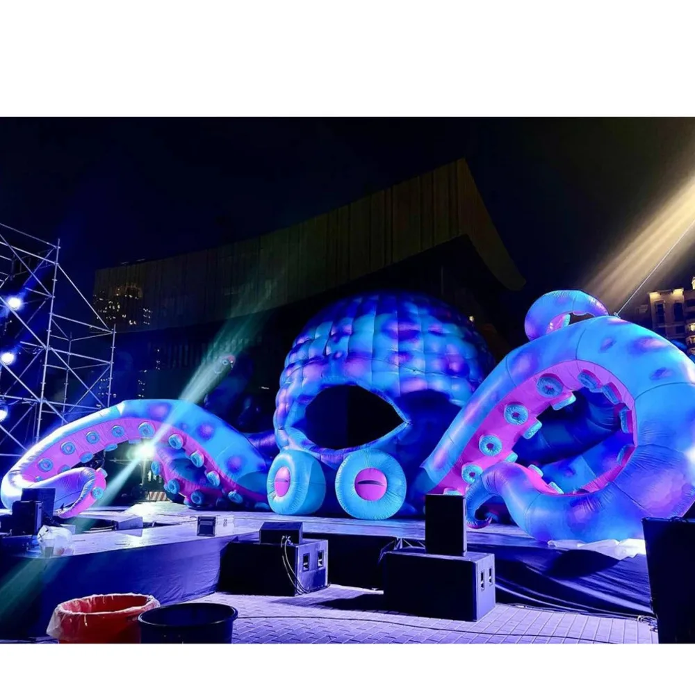10M Dj Stage Booth Giant Inflatable Octopus With Blower For Ocean Event Decoration Free Air Shipping