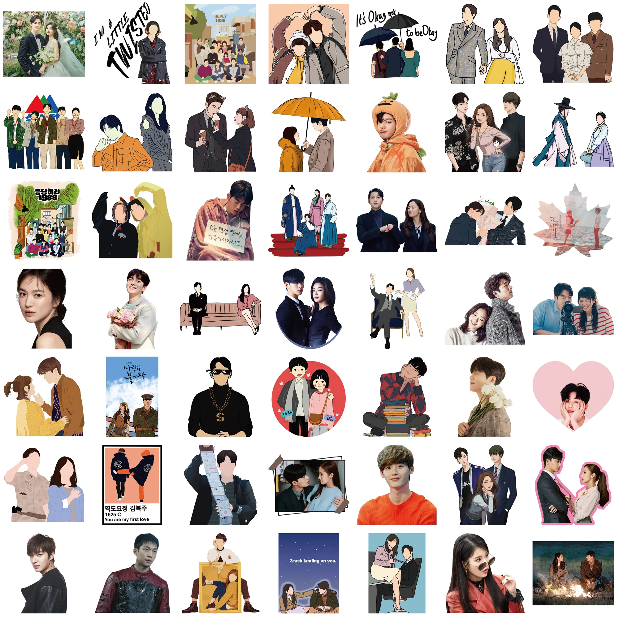 50pcs Hot Star Korean Kdrama Stickers For Laptop Luggage Skateboard Guitar Scrapbook Waterproof Stickers Funny Graffiti Decals