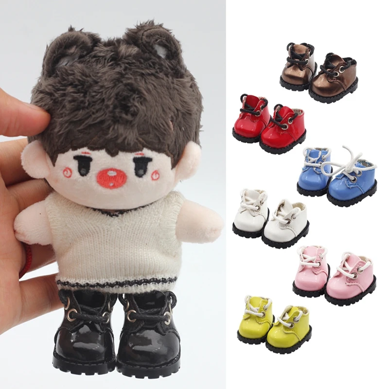 Labubu 10cm Cotton Doll Shiny Leather Round Head Strap Suit Shoes Finger Shoes Children Couples Holiday Birthday Gifts