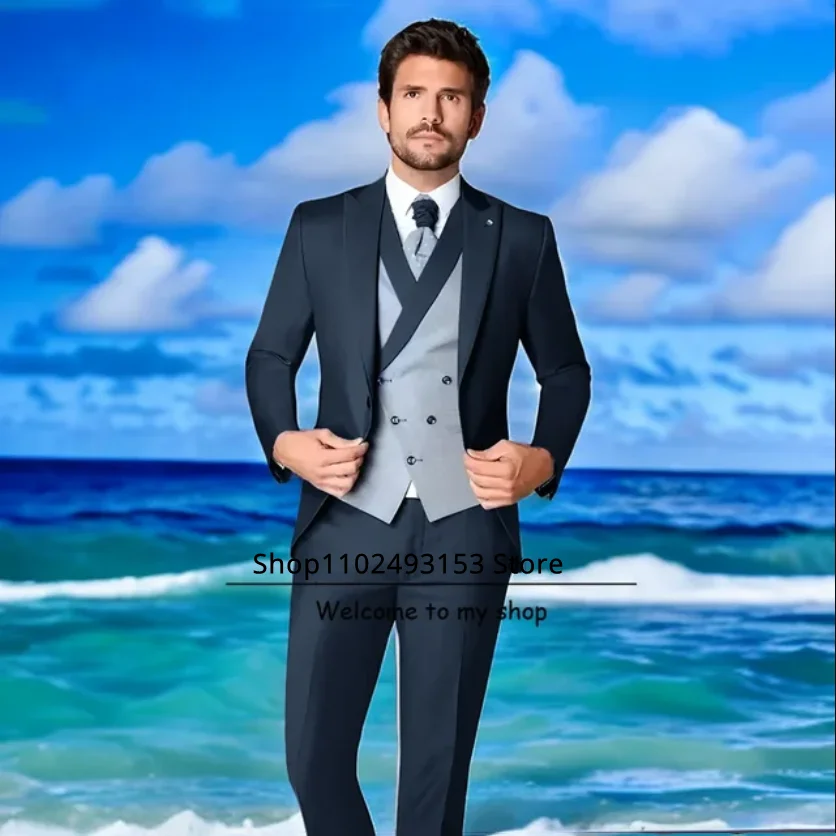 2023 Slim Fit Männer Anzüge Für Hochzeit 3 Stück (Blazer + Weste + Hosen) spitze Revers Formale Geschäfts Bräutigam Tragen Smoking Kostüm Homme