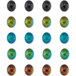 40pcs Black Oval Glass Cabochons Temperature Sensing Color Changing Cabochon Beads Translucent Changing Color Mood Glass Beads