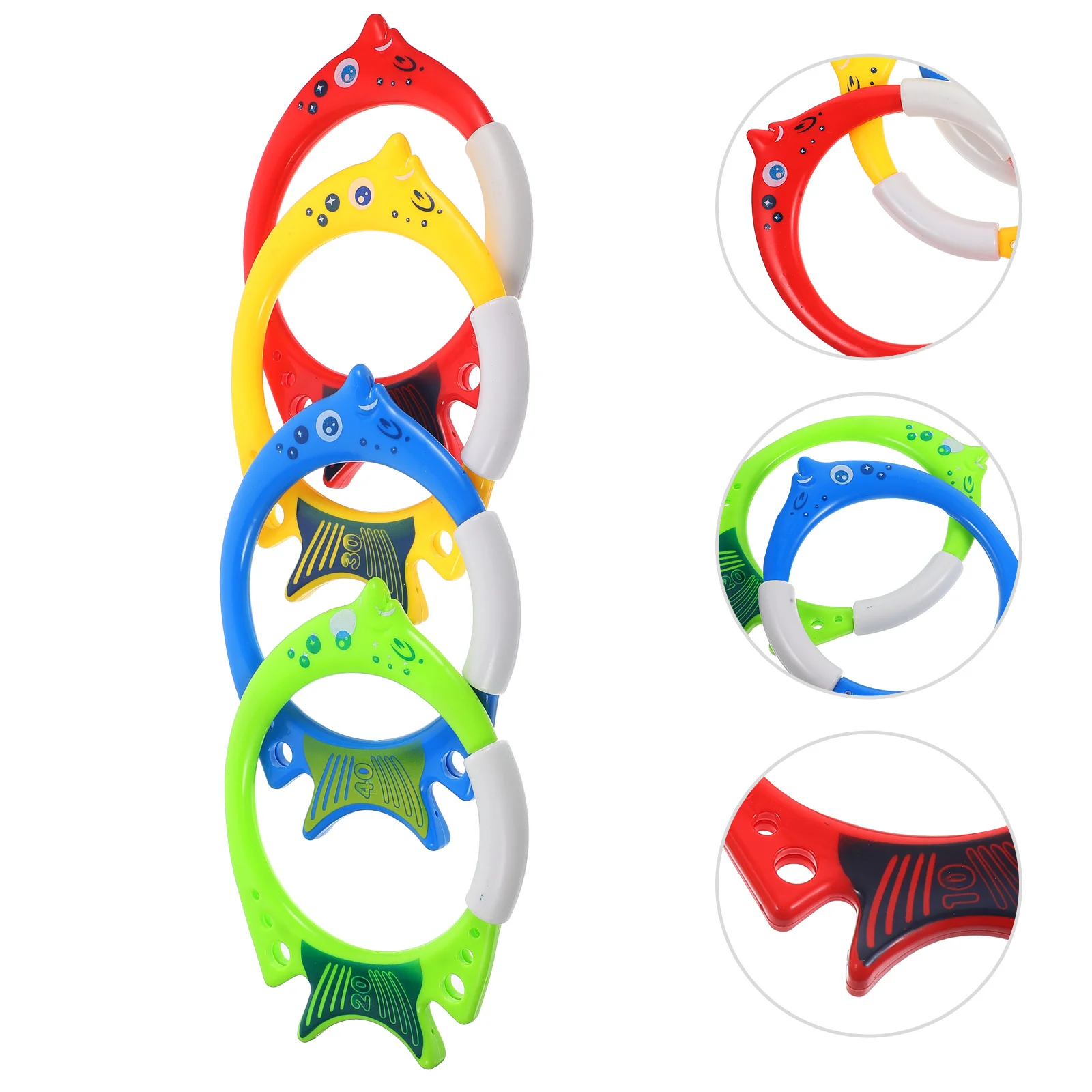 4 قطعة أدوات الغوص الممتعة على شكل سمكة حلقات السباحة تحت الماء ألعاب الغوص للأطفال ملحقات حمام السباحة الجديدة #3