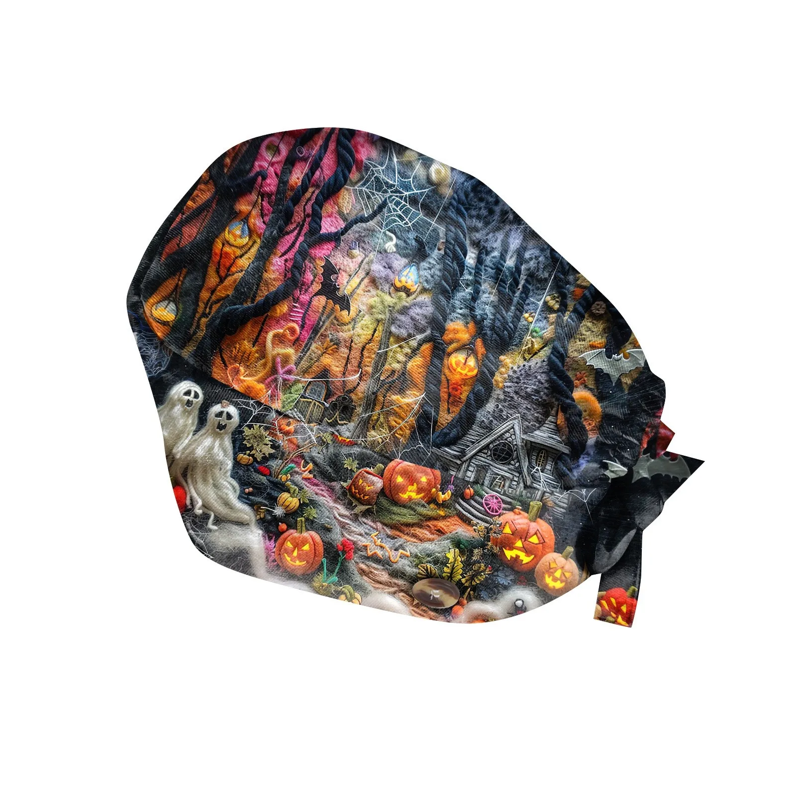 Halloween elemento imprime padrão boné pet shop laboratório beleza trabalho chapéu esfrega boné enfermeira acessórios baotou chapéu poeira boné enfermeira chapéu
