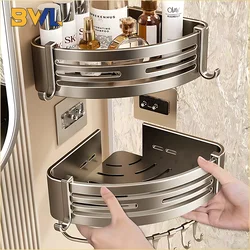 Aluminum Alloy Bathroom Shelves  Punch-free Thickened Tripod Wall-mounted Corner Shelf Bathroom  Accessories Shower Organizer