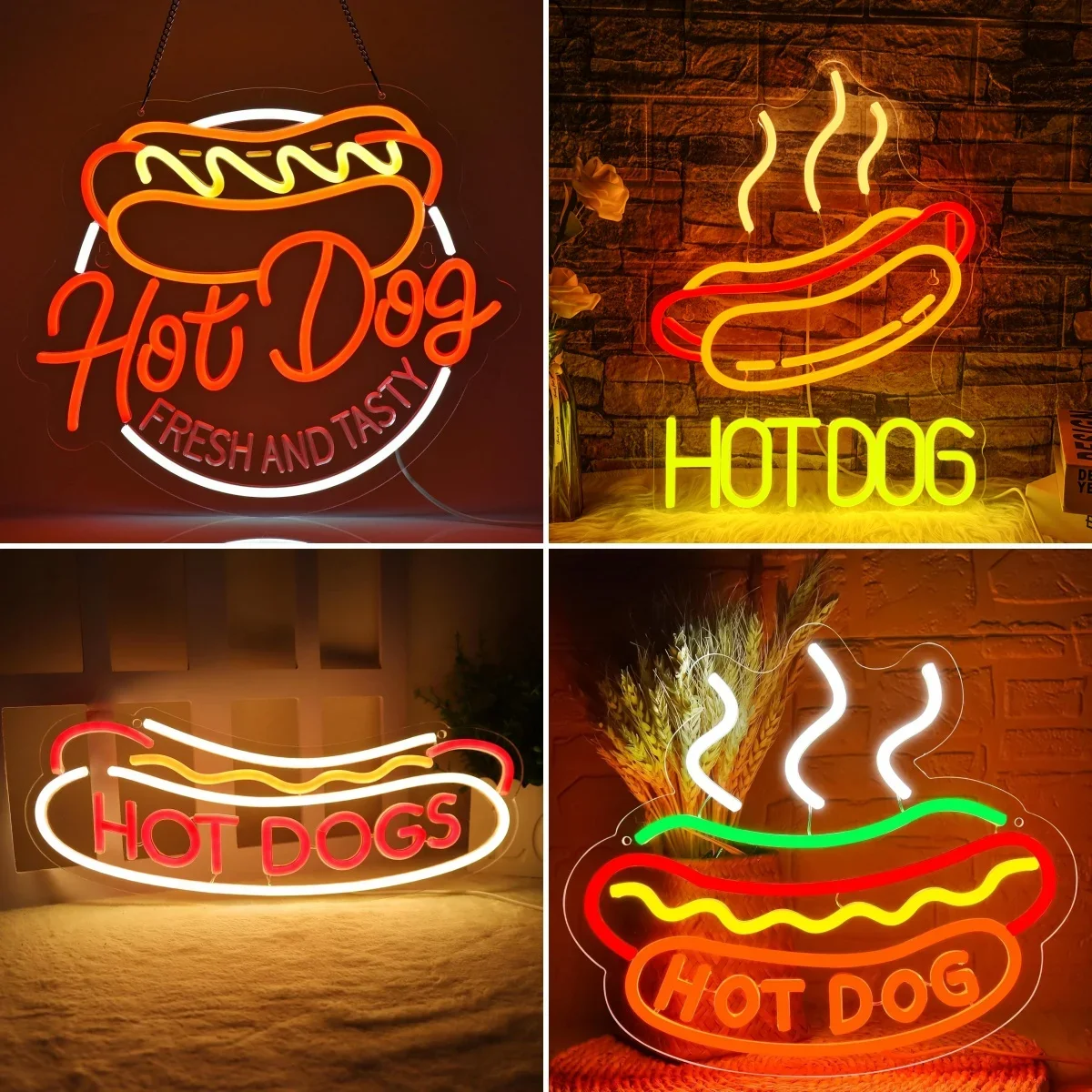 

Hot Dogs Neon Signs For Wall Decor Art Business Shop Logo Room Decoration For Fast Food Shop Restaurant Hotel Bar Club USB Lamp