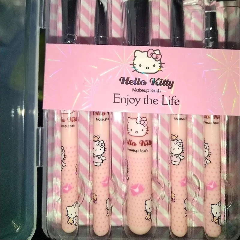 سانريو مرحبا كيتي فرشاة للمكياج 5 قطع فرشاة صغيرة حقيبة مستحضرات تجميل المحمولة المخفي فرشاة لمساحيق التجميل مجموعة لينة النساء أدوات ماكياج الوجه