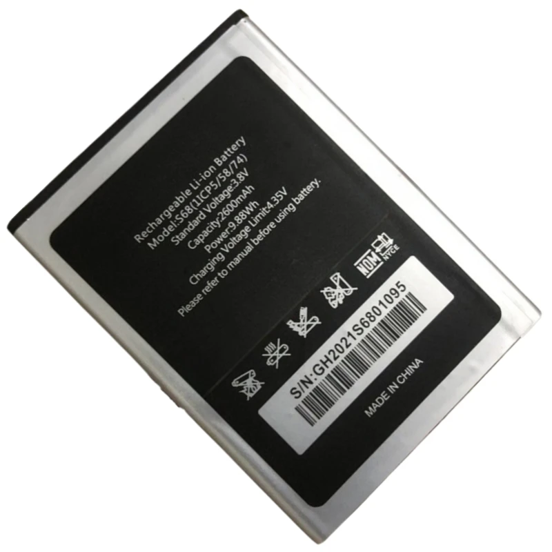 100% nouvelle batterie de téléphone portable de remplacement de haute qualité 3.8V 2600mAh pour Oukitel S68