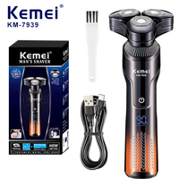 KEMEI Electric Shaver Rotary Beard Trimmer Rechargeable Hair Cutting Shaving Machine Clipper for Men Waterproof Wet Dry Shave