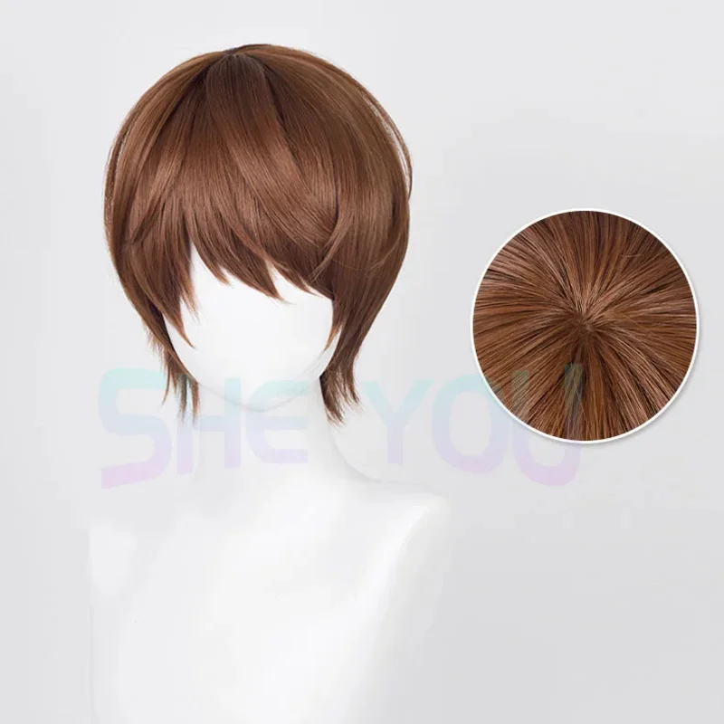 Yagami light cosplay wig 30 short dark brown wig anime cosplay wigs wigs heat resistant synthetic wigs