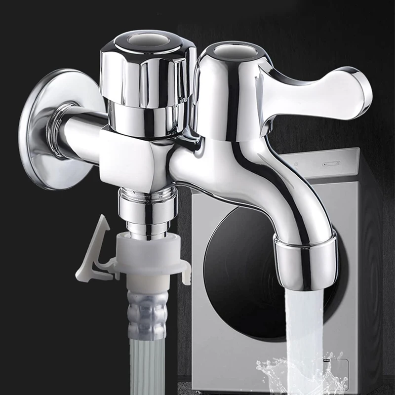 Washing Machine Faucet Double Water Outlet Mop Pool Brass Tap Outdoor Garden Faucet Fast Bidet Faucets Bathroom Accessories