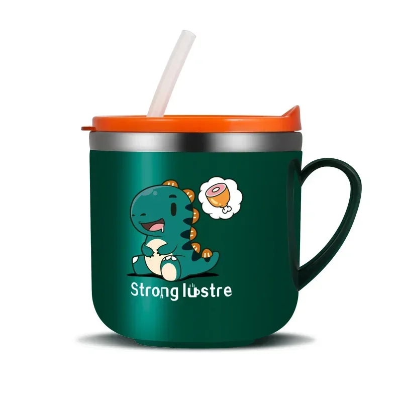 

304 Stainless Steel Children's Milk Straw Cup Cartoon Kindergarten Water Insulated Drinking Cup