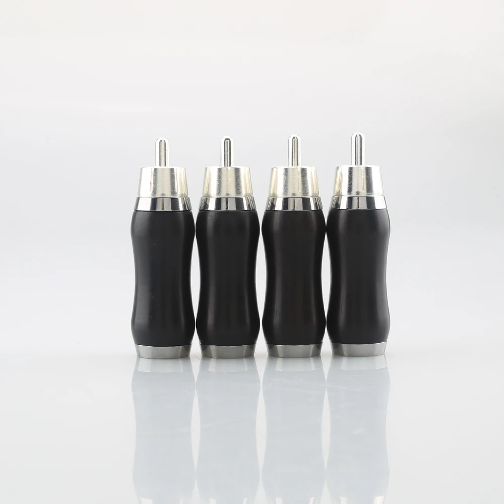 4pcs Audiocrast WR1102S Silver plated ebony sandalwood RCA Rosewood black sandalwood Audio plug hi end Silver RCA