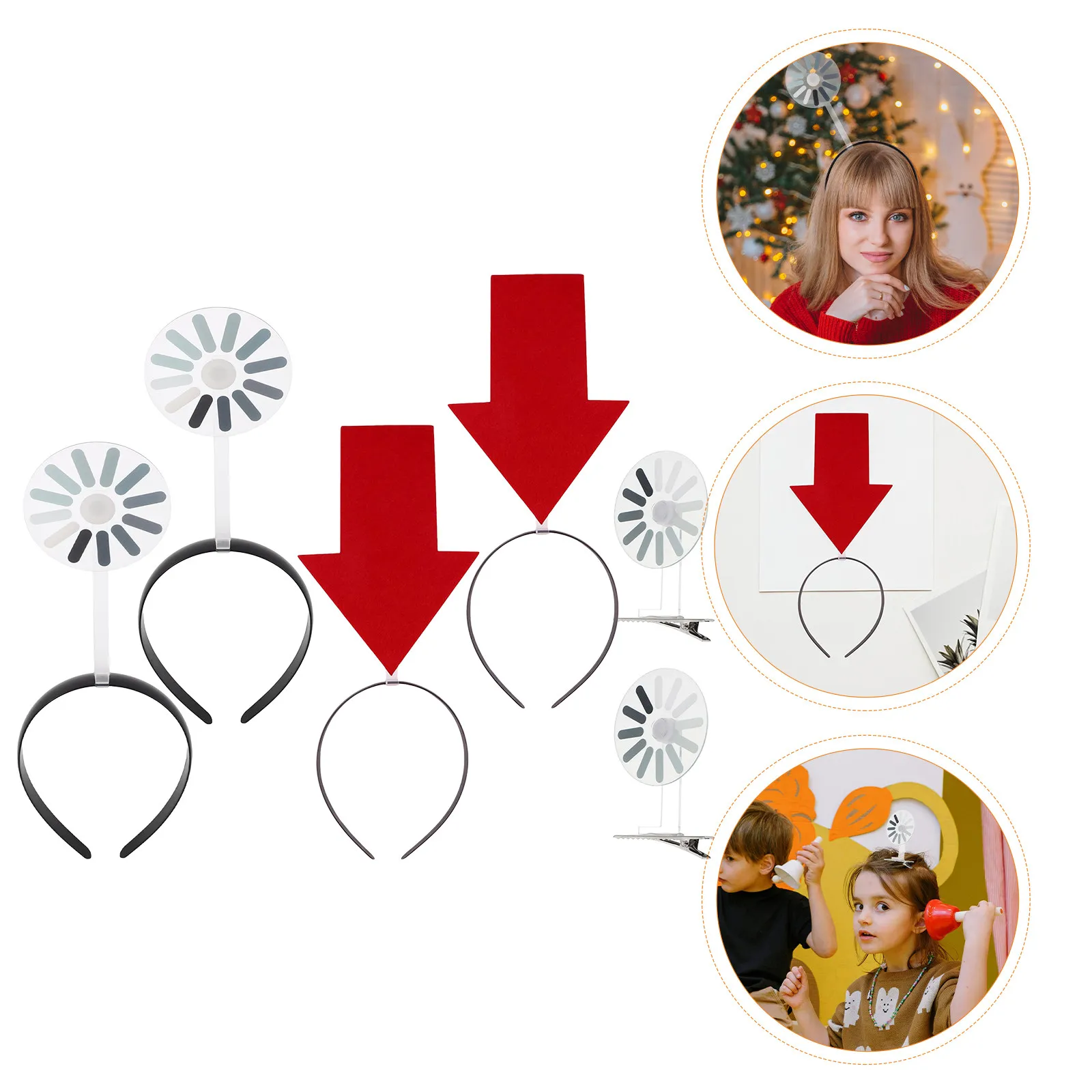 6Pcs Rotatable Loading Novelty Arrow Headband Funny Head Bopper Festival Party Hair Hoop Photo Prop Creative Accessory