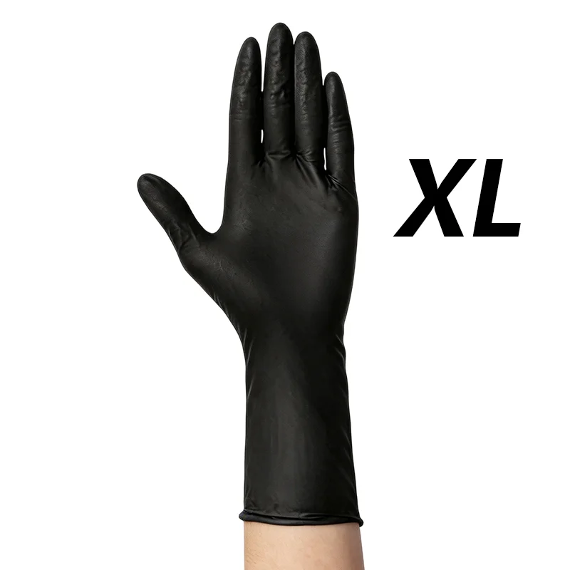 11,4-inch extra lange poedervrije nitrilhandschoenen, wegwerp nitrilhandschoenen in blauw/wit, ideaal voor schoonmaakwerkzaamheden en voedselverwerking.