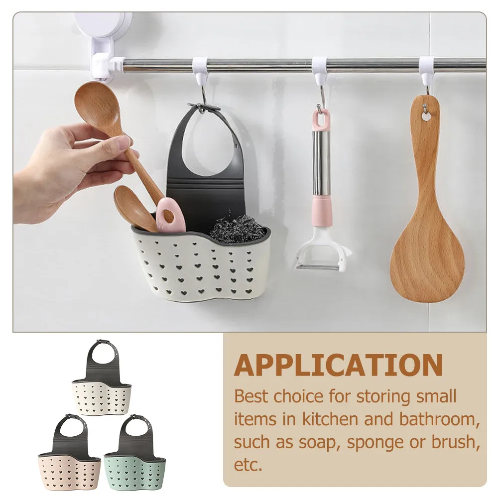 3Pcs Sink Sponge Holder Drain Organizer Kitchen Hanging Basket Adjustable Fastener Storage Soap Brush Water