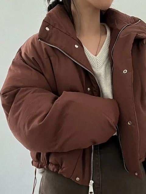 Faionable Thiened ort Cotton Jaet Cappotto da donna in cotone caldo con vestibilità ampia e colletto alla coreana Capispalla invernale chic per piccole fichi...