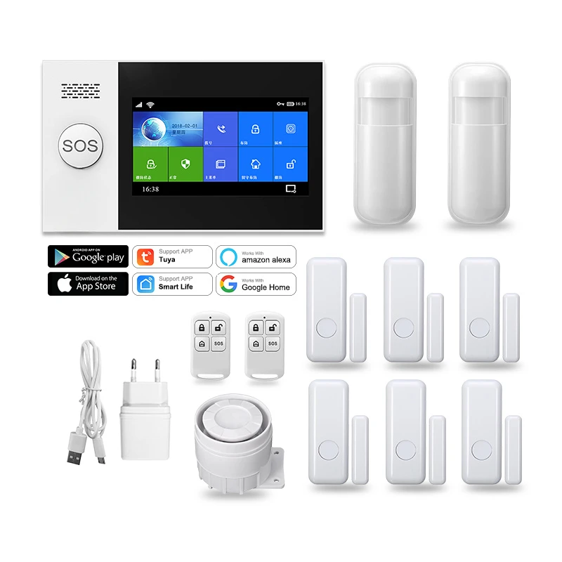 SOS Panic Button Alarm RFID GSM SIM Card Wireless Wired tuya wifi smart security alarm System