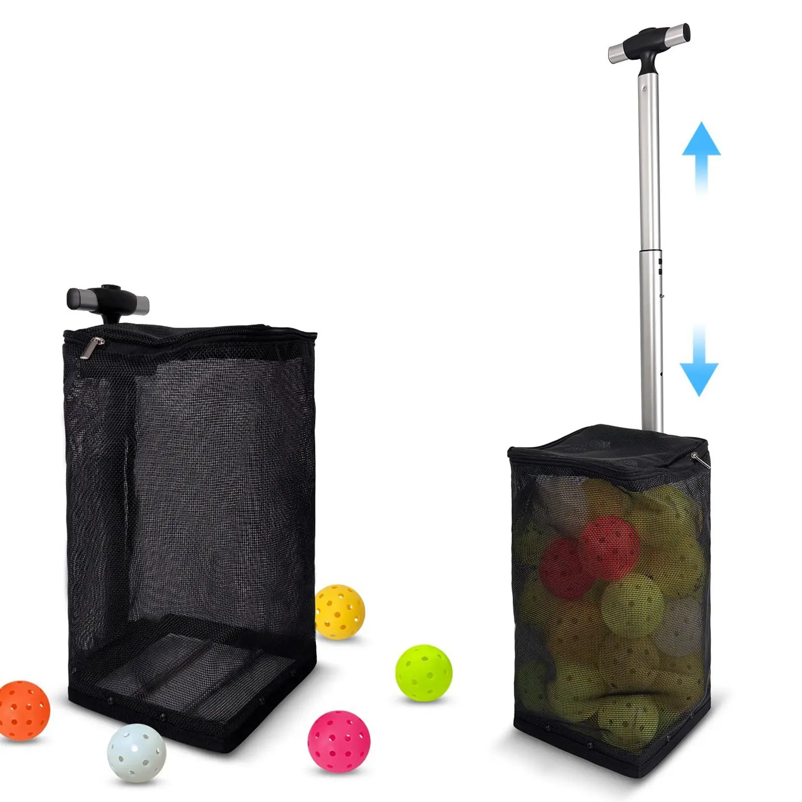 Professional Pickleball Retriever Lightweight Adjustable Ball Holder Stainless Steel Pickup Tube for Practice Games