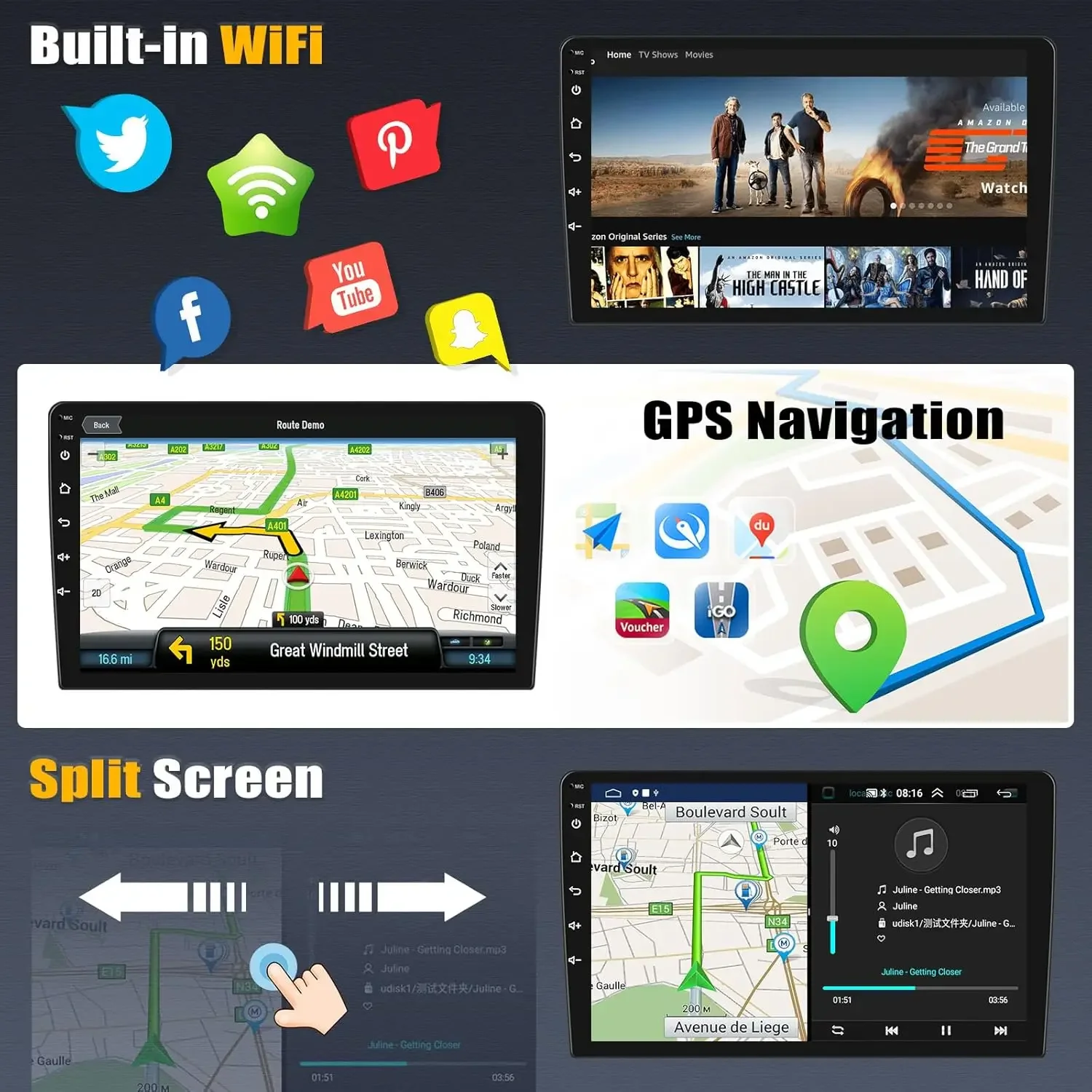 ملاحة GPS للسيارة متوافقة مع سيينا 2015 - 2018 Android 13 9 بوصة مناسبة لراديو Carplay