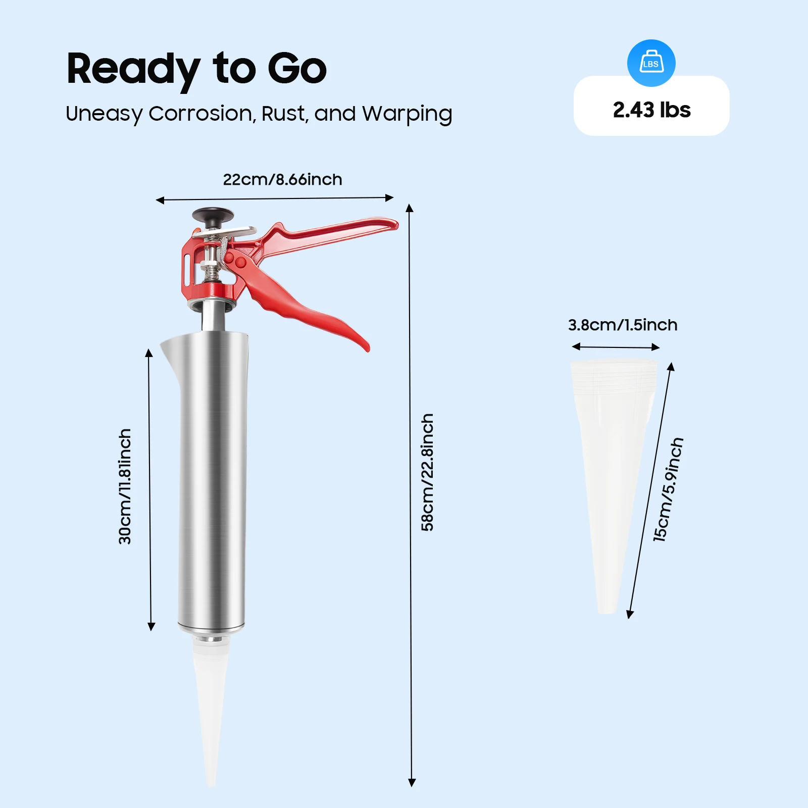 Cement Wall Sewing Gun Stainless Steel Grouting Tool 3 Interchangeable Nozzles for Effortless Tile Floor Wall Caulking Filler