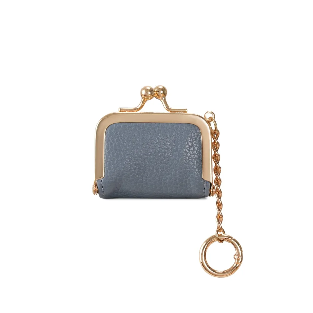 With Keychain Kiss Lock Coin Purse Mini PU Leather Leather Jewelry Bag Solid Color Multifunctional Small Item Bag
