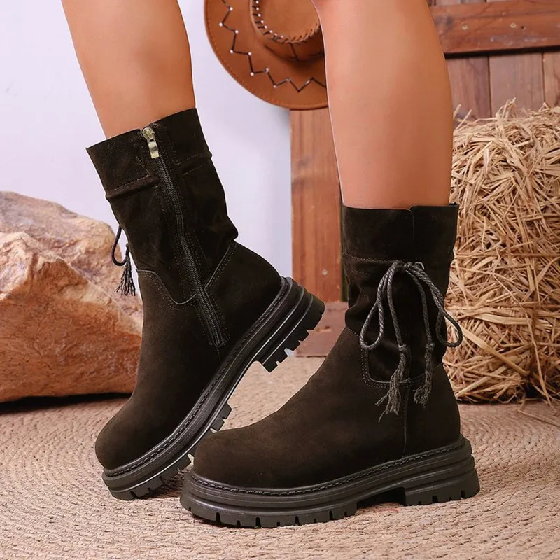 

2026 Designer Platform Women's Boots Flats Shoes Woman Winter Zip Chelsea Boots Casaul Sport Shoes Walking Snow Botas De Mujer