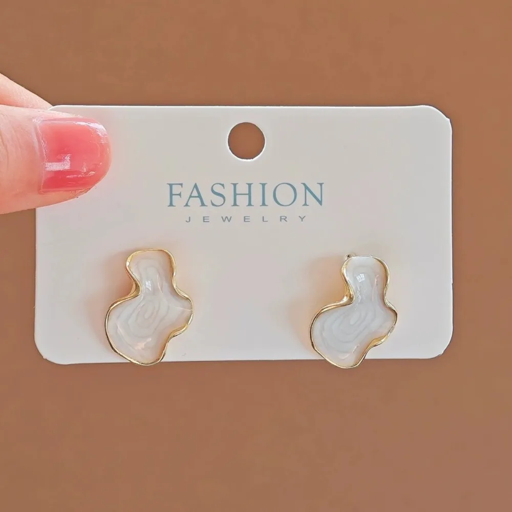 Fashion Abstract Alien Cloud Irregular Stud Earrings for Women Simple White Jewelry Christmas Valentine Gifts