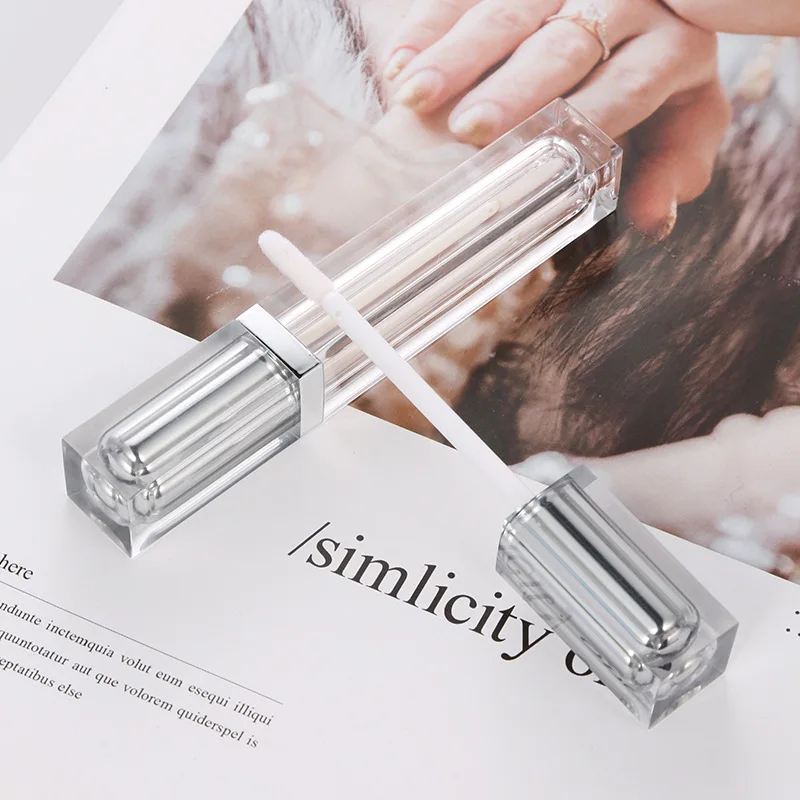1pcs 8ml Empty Lip Gloss Tubes Rose Gold Makeup Concealer Containers Brush Cosmetic Lip Glaze Silver Lipstick Packing